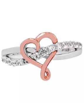 Macy's | Lab-Grown White Sapphire (1/3 ct.t.w) 14K Rose Gold Plated Heart Ring in Sterling Silver,商家Macy's,价格¥360