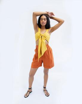 Madewell | CHEN BURKETT NEW YORK Linen Shorts Orange商品图片,