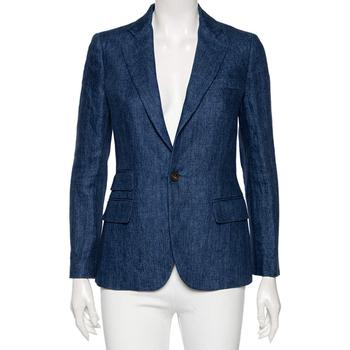 推荐Polo Ralph Lauren Indigo Blue Linen Button Front Blazer S商品