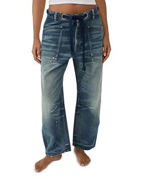 Free People | We The Free Moxie Low Slung Pull On Barrel Jeans in Timeless Blue,商家Bloomingdale's,价格¥867