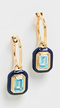 Missoma | 蓝色宝石和珐琅吊坠圈式耳环商品图片,