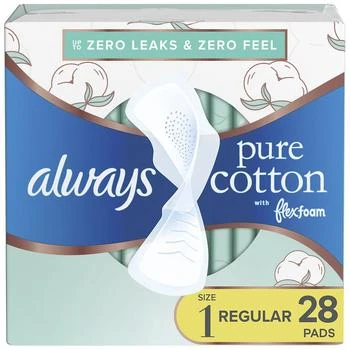 Always | Pads with FlexFoam and Wings No Scent, Size 1, Regular Absorbency,商家Walgreens,价格¥96