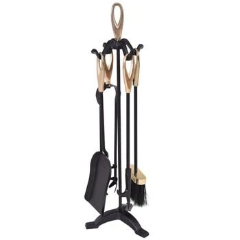 Hivvago | 5 Pieces Stylish Gold Iron Fireplace Tools Set,商家Premium Outlets,价格¥383