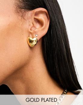 商品ASOS | ASOS DESIGN 14k gold plated stud earrings with puff heart design,商家ASOS,价格¥99图片