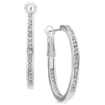 Essentials | Medium Crystal Inside Out Medium Hoop Silver Plate Earrings商品图片,2.5折