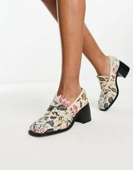 ASOS | ASOS DESIGN Substitute smart mid heeled loafers in tapestry,商家ASOS,价格¥290
