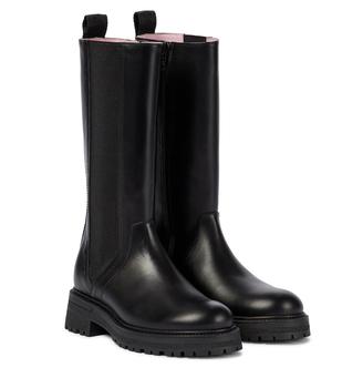 商品Emporio Armani | Knee-high leather boots,商家MyTheresa,价格¥2387图片