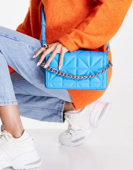 topshop包女包, Topshop | Topshop Cali quilted chain crossbody bag in blue商品图片 