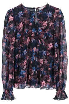 ganni floral pleated shirtdress, Ganni | Ganni pleated georgette blouse商品图片 9.2折