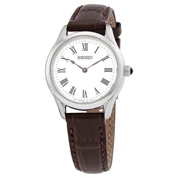 推荐Quartz White Dial Brown Leather Ladies Watch SWR071P1商品