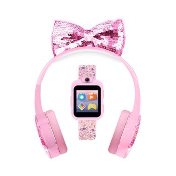 商品Playzoom | Kid's Pink Sparkle Tpu Strap Smart Watch with Headphones Set 41mm,商家Macy's,价格¥260图片