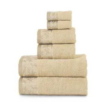Superior | Wisteria Floral Embroidered Jacquard Border Cotton Towel Set, 6 Piece,商家Macy's,价格¥362