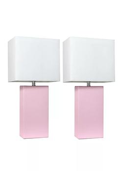 商品2 Pack Decorative Modern Leather Table Lamps with White Fabric Shades, Blush Pink,商家Belk,价格¥484图片