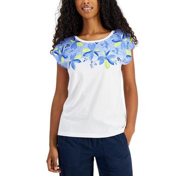 Tommy Hilfiger | Women's Floral-Print T-Shirt商品图片,7.4折×额外7折, 额外七折