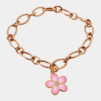 [二手商品] Tiffany & Co. | Tiffany & Co. Oval Link Flower Charm Bracelet in 18k Rose Gold, 0.02 Ctw商品图片,8.4折