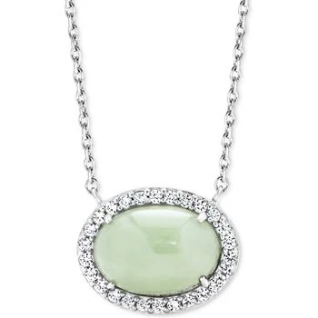 Macy's | Jade & White Zircon (1/2 ct. t.w.) 18" Pendant Necklace in Sterling Silver,商家Macy's,价格¥773