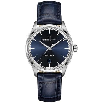 推荐Men's Swiss Automatic Jazzmaster Blue Leather Strap Watch 40mm商品