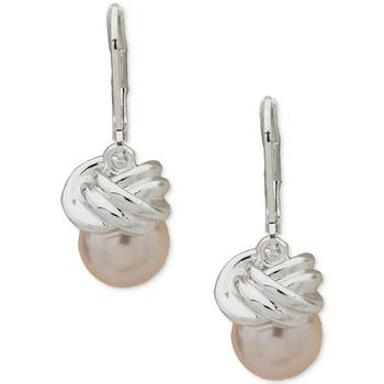 Anne Klein | Silver-Tone Twisted Top Color Imitation Pearl Drop Earrings,商家Macy's,价格¥194