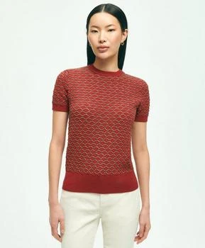 Brooks Brothers | Women's Cotton Lunar New Year Shimmer-Scale Motif Short-Sleeve Shell 