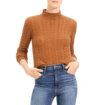 Theory Womens Cashmere Cable Knit Mock Turtleneck Sweater product img