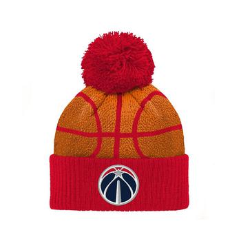推荐Youth Boys Red and Orange Washington Wizards Basketball Head Cuffed Pom Knit Hat商品