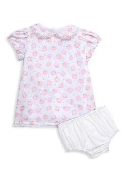 推荐Baby Girl's 2 Piece Rose Print Collared Dress & Bloomers Set商品