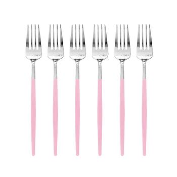 商品Silver with Pink Handle Moderno Disposable Plastic Dinner Forks (240 Forks)图片