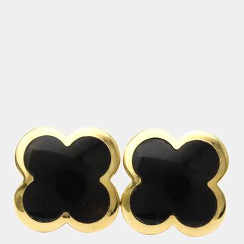 商品Van Cleef & Arpels Pure Alhambra 18K Yellow Gold Onyx Earrings图片