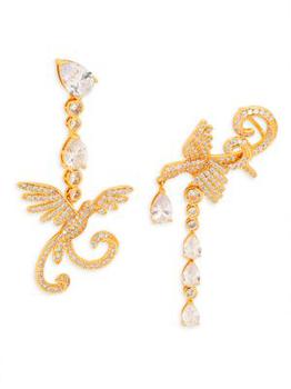 Eye Candy LA | ​18K Goldplated & Cubic Zirconia Bird Drop Earrings商品图片,5折