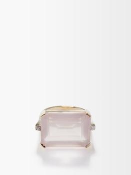 MATEO, MATEO | East West diamond, rose quartz & 14kt gold ring商品图片 