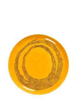 商品SERAX | Set Of 2 Yellow Dots Black Feast Plates,商家LUISAVIAROMA,价格¥574图片