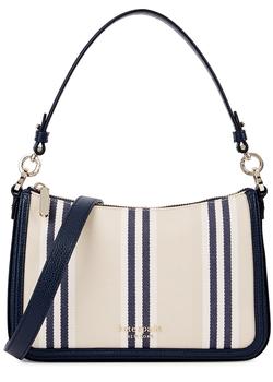 kate spade帆布包, Kate Spade | Striped canvas and leather cross-body bag商品图片 额外9折, 额外九折