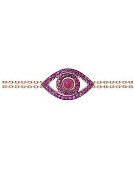 商品18K Rose Gold, Ruby & Rose Quartz Evil Eye Bracelet图片