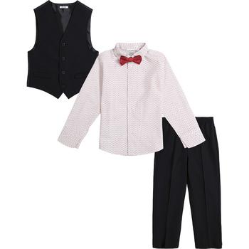 商品Calvin Klein | Little Boys Stretch Performance Vest, Pants, Shirt and Bow Tie, 4-Piece Set,商家Macy's,价格¥375图片