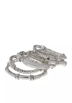 Erica Lyons | Silver Tone Bangle Bracelet Set,商家Belk,价格¥363