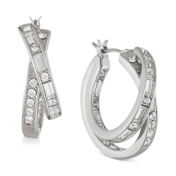纪梵希耳环海淘, Givenchy | Silver-Tone Crystal Overlap Small Hoop Earrings, .83"商品图片 