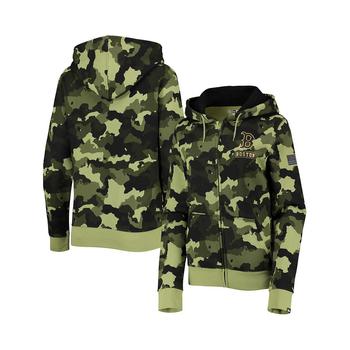 女式mlb裤子, New Era | Women's Green Boston Red Sox 2022 MLB Armed Forces Day Camo Full-Zip Hoodie商品图片 