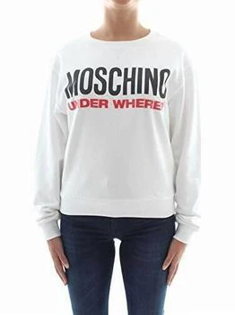 Moschino | Logo Fleece Cotton Sweatshirt Top in White 5.9折