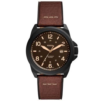 Fossil | Men's Bronson Brown Leather Strap Watch, 40mm商品图片,