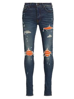 amiri mx1, AMIRI | Mx1 Ultra-Suede Cracked Paint Slim-Fit Jeans商品图片 