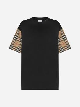 Burberry | Check sleeves cotton t-shirt商品图片,