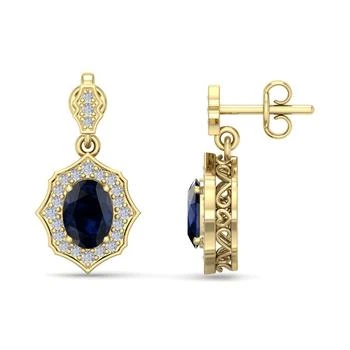 SSELECTS | 2 1/4 Carat Oval Shape Sapphire And Diamond Dangle Earrings In 14 Karat Yellow Gold,商家Premium Outlets,价格¥6629