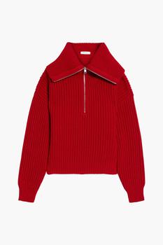 FRAME | Ribbed merino wool half-zip sweater商品图片,4.4折
