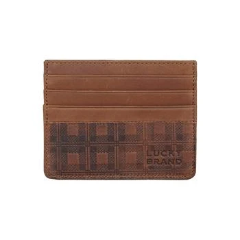推荐Men's Plaid Embossed Leather Card Case商品