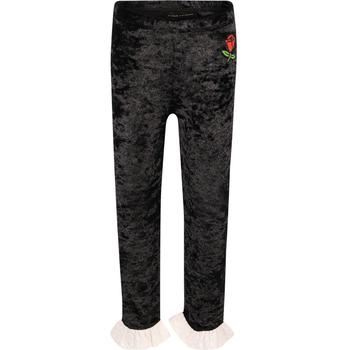 Mini Rodini | Crushed velour leggings with eyelet lace ruffles in black商品图片,4折×额外6.7折, 额外六七折