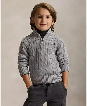 Ralph Lauren | Boys 2-7 Cable-Knit Cotton Quarter-Zip Sweater,商家Macy's,价格¥526