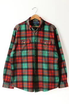 推荐Vintage Polo Ralph Lauren Cotton Wool Blend Flannel Plaid Workshirt商品