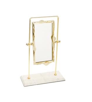 商品Classic Touch Decor | Rectangular Table Mirror Gold Leaf Border White Marble Base,商家Premium Outlets,价格¥574图片