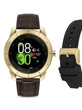 推荐Multi-Function Gold Leather-Strap Wellness Watch商品