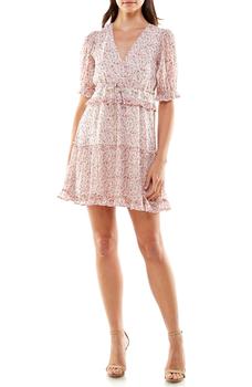 ROW A, ROW A | Floral Lace Trim Chiffon Minidress商品图片 